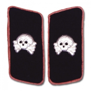 Army Panzer Collar Tabs with Metal Skulls Pink Piping - EM